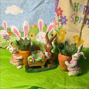 Easter Bunny and Carrot Candle Holder Set